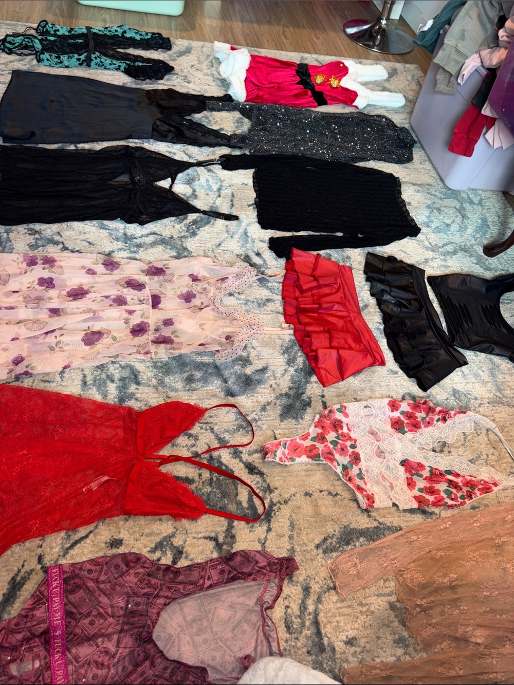 Mixed Lingerie Lot - Red, Black, Pink, Floral Pieces